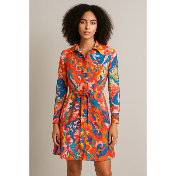Retro 60’s Colorful Dress Sz. M - Picture 1 of 3
